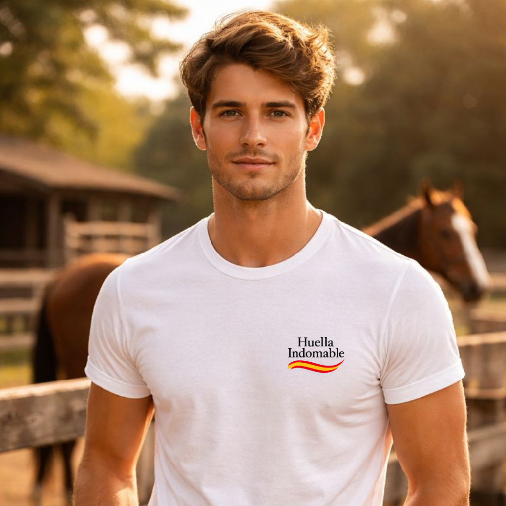 Camiseta hombre blanca “Huella Indomable” – estilo español TERCIO