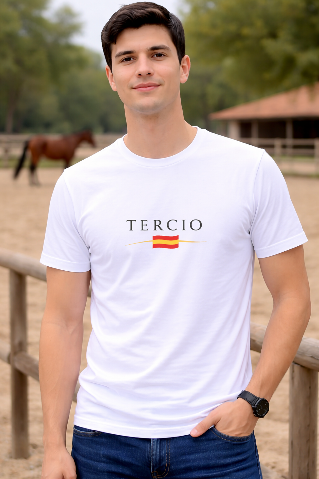 Camiseta hombre blanca TERCIO con bandera España