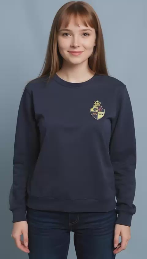 Sudadera unisex azul marino TERCIO con escudo bordado